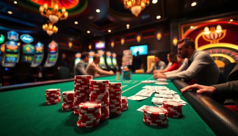 Experience the thrill at new 88 casino tables with vibrant poker action and stacked chips.