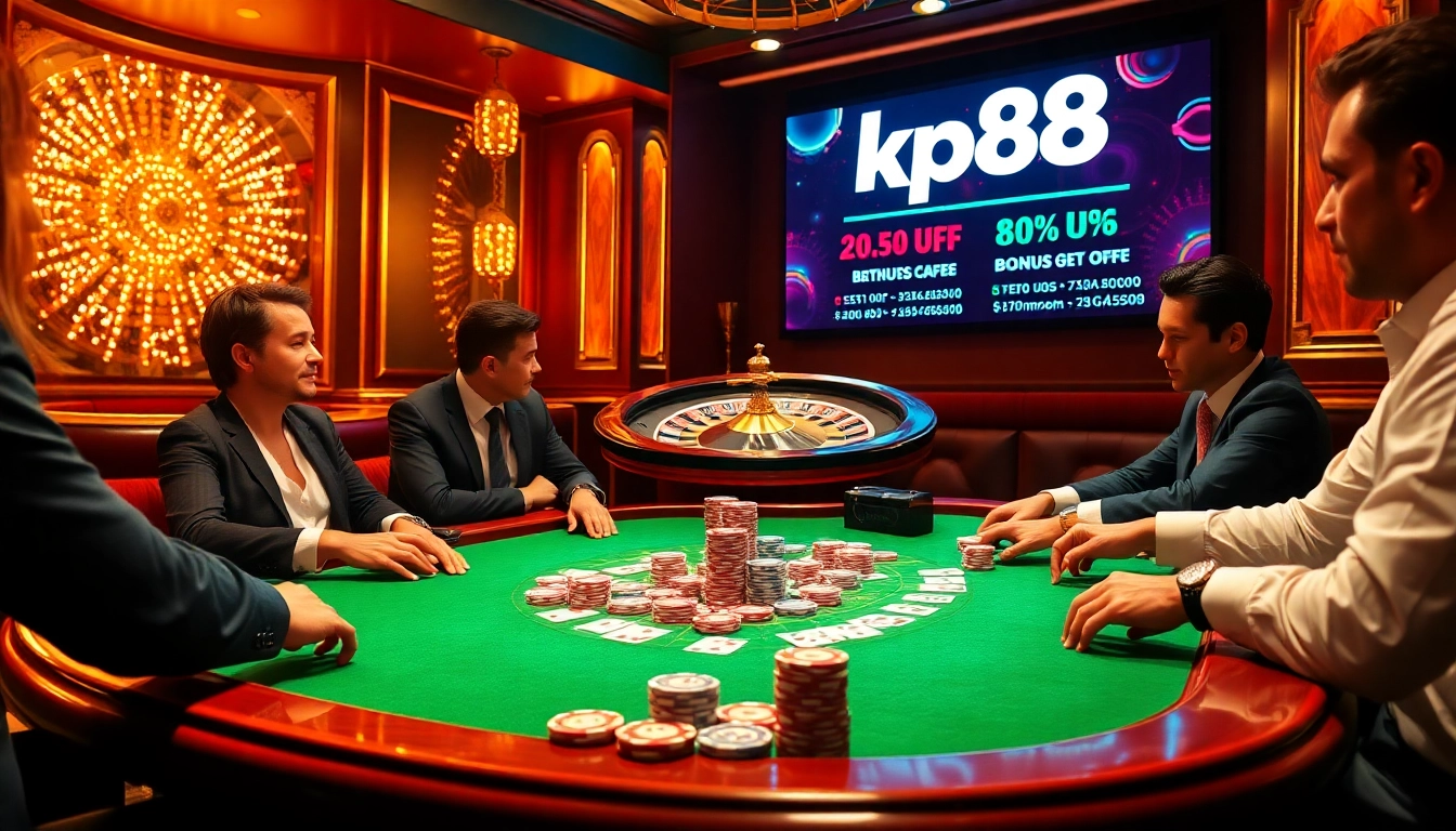 Experience the thrill of high-stakes games at kp88, where vibrant poker layouts shine under dramatic lighting.