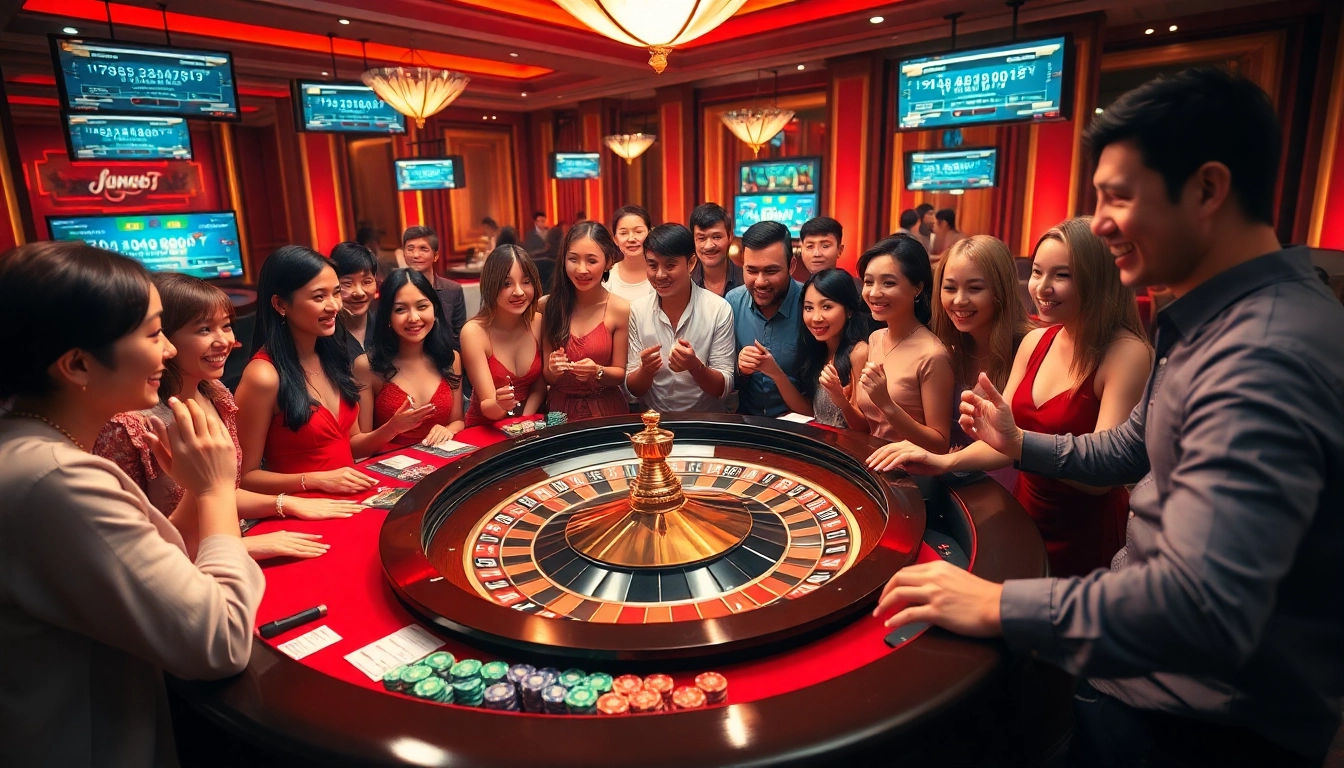 Players enjoying an exhilarating game at 789win trang chủ chính thức, featuring vibrant roulette action and colorful casino elements.